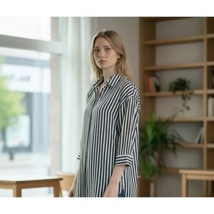 Chicos Asymmetrical Black and White Dress Top size 2 12/14